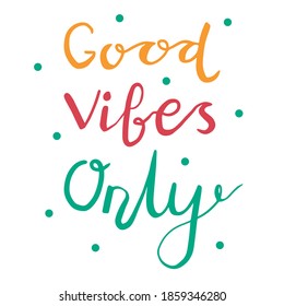 Cute Doodle Lettering Words Good Vibes Stock Vector (Royalty Free ...