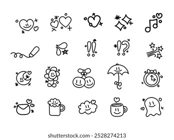 Cute Doodle Line Art Set 