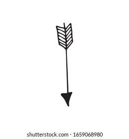Cute doodle love arrows for bow. Hand drawn vector illustration. Sweet element for greeting cards, posters, stickers and seasonal valentines day design. Isolated on white background