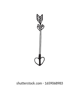 Cute doodle love arrows for bow. Hand drawn vector illustration. Sweet element for greeting cards, posters, stickers and seasonal valentines day design. Isolated on white background