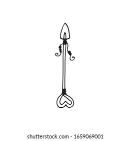 Cute doodle love arrows for bow. Hand drawn vector illustration. Sweet element for greeting cards, posters, stickers and seasonal valentines day design. Isolated on white background