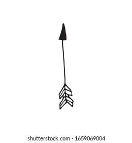 Cute doodle love arrows for bow. Hand drawn vector illustration. Sweet element for greeting cards, posters, stickers and seasonal valentines day design. Isolated on white background