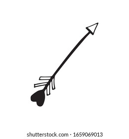 Cute doodle love arrows for bow. Hand drawn vector illustration. Sweet element for greeting cards, posters, stickers and seasonal valentines day design. Isolated on white background