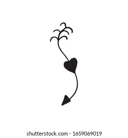 Cute doodle love arrows for bow. Hand drawn vector illustration. Sweet element for greeting cards, posters, stickers and seasonal valentines day design. Isolated on white background
