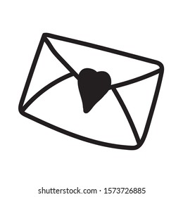 Cute doodle of love letters. Hand drawn vector illustration. Winter element for greeting cards, posters, stickers and seasonal design. Isolated on white background