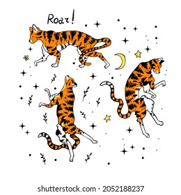 Cute doodle with magic tiger