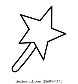 Cute la varita mágica del doodle de la colección de pegatinas de niñas. Dibujo vectorial de dibujos animados en blanco y negro.