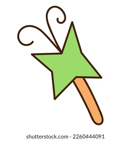 Cute doodle magic wand2 from the collection of girly stickers. Cartoon vector color illustration.