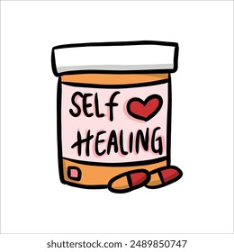 cute doodle medicine self love illustration