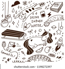 cute doodle with mix of various objects