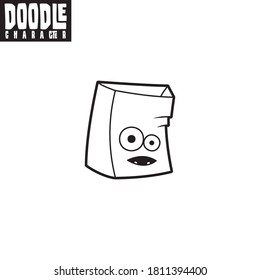 cute doodle monster with black and white style, doodle character