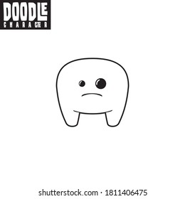 cute doodle monster with black and white style, doodle character