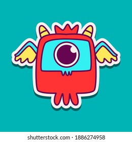 cute doodle monster cartoon designs  for coloring, backgrounds, stickers, logos, symbol, icons and more