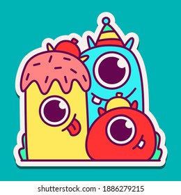 cute doodle monster cartoon designs  for coloring, backgrounds, stickers, logos, symbol, icons and more