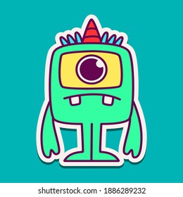 cute doodle monster cartoon designs  for coloring, backgrounds, stickers, logos, symbol, icons and more