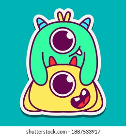 cute doodle monster cartoon designs  for coloring, backgrounds, stickers, logos, symbol, icons and more 