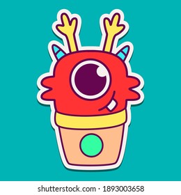 cute doodle monster cartoon designs  for coloring, backgrounds, stickers, logos, symbol, icons and more