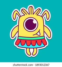 cute doodle monster cartoon designs  for coloring, backgrounds, stickers, logos, symbol, icons and more
