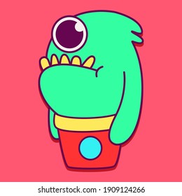 cute doodle monster designs for coloring, backgrounds, stickers, logos, symbol, icons and more