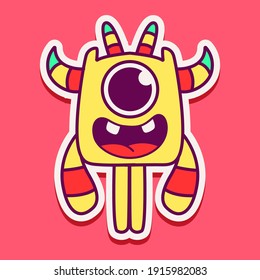 cute doodle monster designs for coloring, backgrounds, stickers, logos, symbol, icons and more