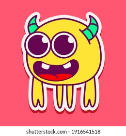 cute doodle monster designs for coloring, backgrounds, stickers, logos, symbol, icons and more