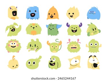 Cute Doodle Monster Element Set