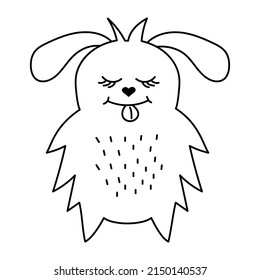 Cute Doodle monster. Funny line hand-drawn alien. Vector illustration.