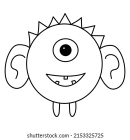 Cute Doodle monster. Funny line hand-drawn alien. Vector illustration.