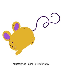 Cute doodle mouse. Yellow animal vector icon. Kid colourful illustration on white background.