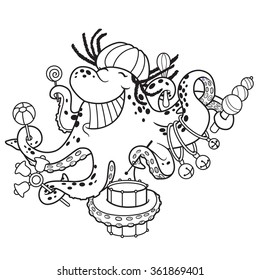 Cute doodle Octopus with music
