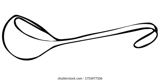 Cute Doodle on the theme of the kitchen. Serving spoon. hand-drawn vector illustration.