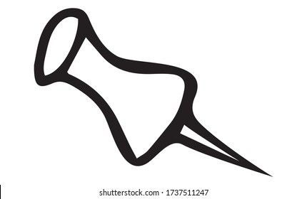 Cute Doodle on the theme of the office. Pushpin. Hand-drawn vector illustration.