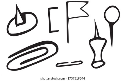 Cute Doodle on the theme of the office. Pushpin. Hand-drawn vector illustration.