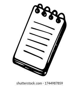 Cute Doodle on the theme of the office. Notebook. Hand-drawn vector illustration.