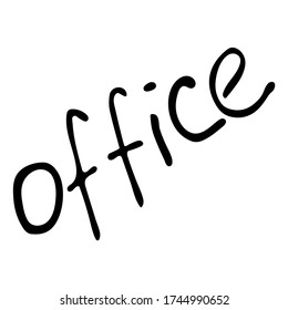 Cute Doodle on the theme of the office. The label office. Hand-drawn vector illustration.