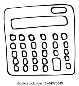 Cute Doodle on the theme of the office. Calculator. Hand-drawn vector illustration.