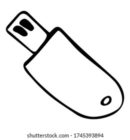 Cute Doodle sobre el tema de la oficina. Tarjeta flash USB. Ilustración vectorial dibujada a mano.