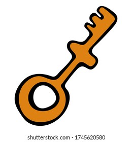 Cute Doodle on the theme of the office. The key to the lock. Hand-drawn vector illustration.