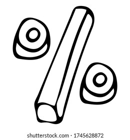 Cute Doodle on the theme of the office. Percent. Hand-drawn vector illustration.