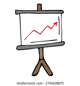 Cute Doodle on the theme of the office. Graph on the Board. Hand-drawn vector illustration.