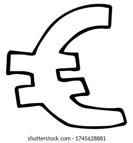 Cute Doodle on the theme of the office. Euro. Hand-drawn vector illustration.