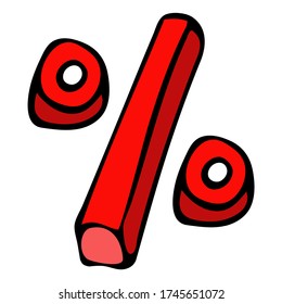 Cute Doodle zum Thema des Büros. Prozent. Handgezeichnete Vektorgrafik.