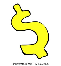 Cute Doodle on the theme of the office. Dollar sign. Hand-drawn vector illustration.