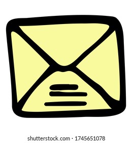 Cute Doodle on the theme of the office. Letter. Hand-drawn vector illustration.