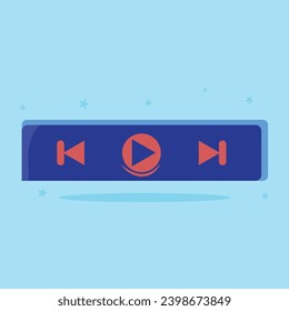 Cute Doodle on the theme of podcast. Hand-drawn music play vector illustration with blue sky background.