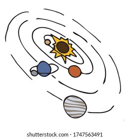 Cute Doodle on the theme of space. Planet . Hand-drawn vector illustration.