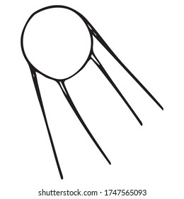 Cute Doodle on the theme of space. Satellite. Hand-drawn vector illustration.
