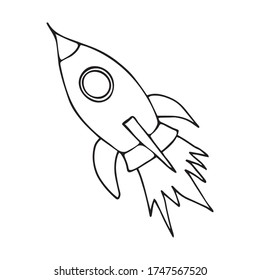 Cute Doodle on the theme of space. Rocket. Hand-drawn vector illustration.