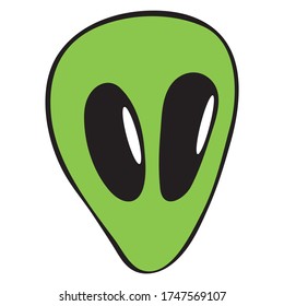 Cute Doodle sobre el tema del espacio. La cabeza del extranjero. Ilustración vectorial dibujada a mano.