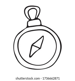Cute Doodle on the topic of tourism. Compass. Hand-drawn vector illustration.